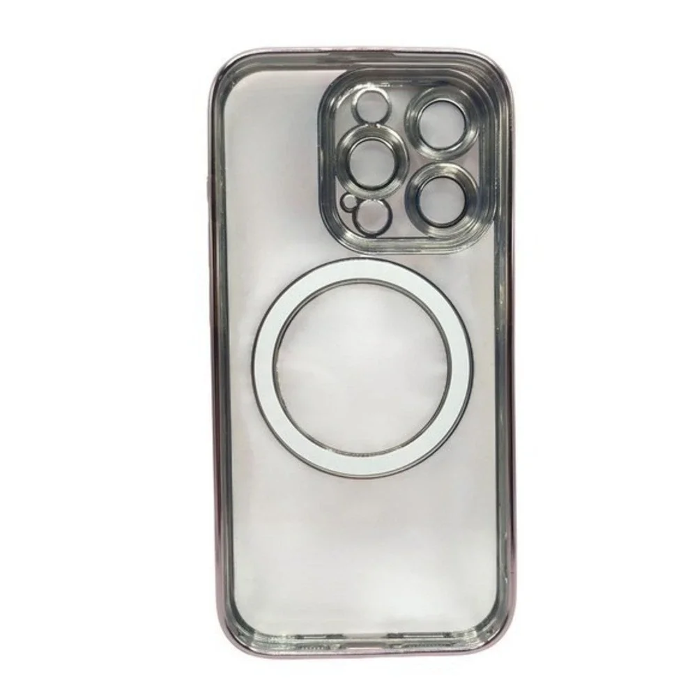 iPhone 15 Pro Clear Protective Case Pink Metallic Trim‎ NEW